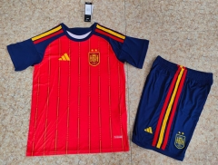 26-27 2 Stars Spain Home Red Soccer Uniform-718