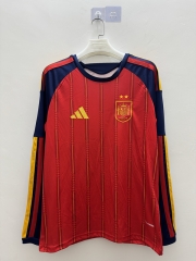 (S-4XL) 26-27 2 Star Spain Home Red LS Thailand Soccer Jersey AAA-9268