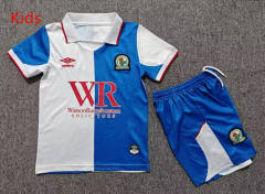 26-27 Blackburn Rovers Home White&Blue Kids/Youth Soccer Uniform-7809