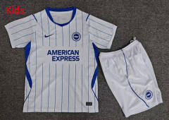 26-27 Brighton & Hove Albion Away White Kids/Youth Soccer Uniform-7809