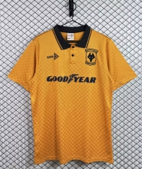 Retro Version 90-91 Wolverhampton Wanderers Home Yellow Thailand Soccer Jersey AAA-3257