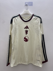 (S-4XL) 26-27 Manchester United 2nd Away Beige LS Thailand Soccer Jersey AAA-9268
