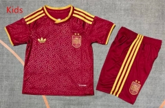 26-27 2 Stars Spain 2nd Away Red Kids/Youth Soccer Uniform-9484