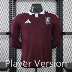 Player Version 26-27 Aston Villa Home Maroon LS Thailand Soccer Jersey AAA-888