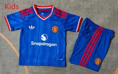 26-27 Manchester United Away Blue Kids/Youth Soccer Uniform-9484