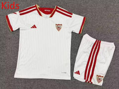 26-27 Sevilla Home White Kids/Youth Soccer Uniform-7809
