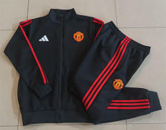 26-27 Manchester United Black Thailand Soccer Jacket Uniform-815