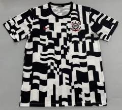 (S-4XL) 26-27 Corinthians Black&White Thailand Soccer Training Jersey-5668