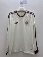 (S-4XL) 26-27 2 Star Spain Away White LS Thailand Soccer Jersey AAA-9268