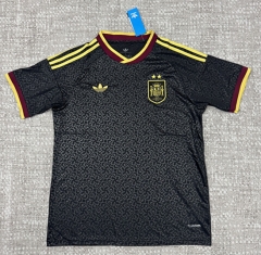 (S-4XL) 26-27 2 Stars Spain 2nd Away Black Thailand Soccer Jersey AAA-4506
