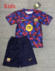26-27 Special Version Barcelona Red&Blue Plaid Kids/Youth Soccer Uniform-4247