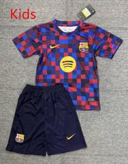 26-27 Special Version Barcelona Red&Blue Plaid Kids/Youth Soccer Uniform-4247