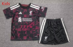 26-27 Liverpool 2nd Away Black&Pink Kids/Youth Soccer Uniform-2353