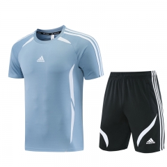26-27 Adidas Blue&Grey Short-Sleeved Thailand Soccer Tracksuit-LH