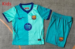 26-27 Barcelona 2nd Away Laker Green Kids/Youth Soccer Uniform-9484