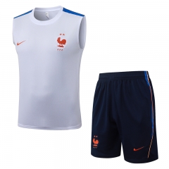 26-27 France White Thailand Soccer Vest Tracksuit -815
