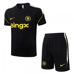 26-27 Chelsea Black Thailand Short-sleeve Soccer Tracksuit-815