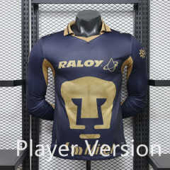 (S-4XL) Player Version 26-27 PA UNAM Away Royal Blue LS Thailand Soccer Jersey AAA-888