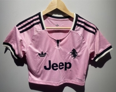 26-27 Juventus Pink Women Navel Revealing Style Soccer Jersey-6400
