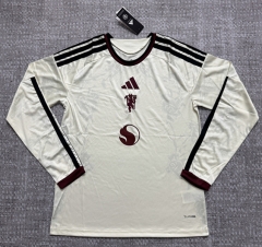 (S-4XL) 26-27 Manchester United 2nd Away Beige LS Thailand Soccer Jersey AAA-4506