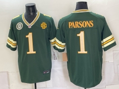 (Logo 3) Green Bay Packers 5 Generations Green #1 NFL Jersey-0840