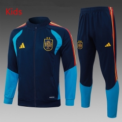 26-27 2 Star Spain Royal Blue Kids/Youth Soccer Jacket Uniform-815