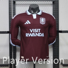 With Sponsor Player Version 26-27 Aston Villa Home Maroon LS Thailand Soccer Jersey AAA-888