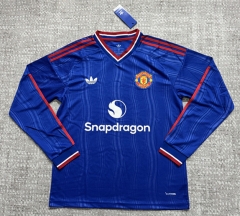 (S-4XL) 26-27 Manchester United Away Blue LS Thailand Soccer Jersey AAA-4506