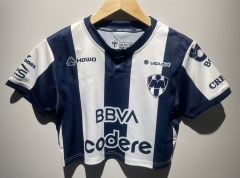 26-27 Monterrey Home Blue&White Women Navel Revealing Style Soccer Jersey-6400