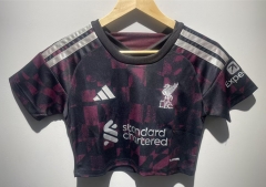 26-27 Liverpool 2nd Away Pink&Black Women Navel Revealing Style Soccer Jersey-6400
