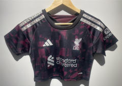 26-27 Liverpool 2nd Away Pink&Black Women Navel Revealing Style Soccer Jersey-6400