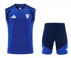26-27 Manchester United Blue Thailand Training Soccer Vest Uniform-418
