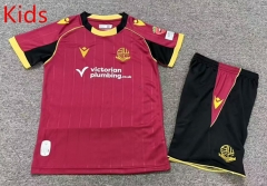 26-27 Bolton Wanderers Football Club Away Red Kid/Youth Soccer Uniform-7809