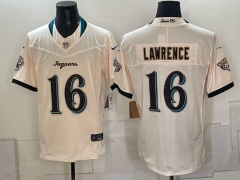 (Logo 1) Jacksonville Jaguars 5 Generations Beige #16 NFL Jersey-0840