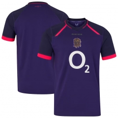 (S-5XL) 26-27 England Away Purple&Black Thailand Rugby Shirt