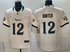 (Logo 1) Jacksonville Jaguars 5 Generations Beige #12 NFL Jersey-0840
