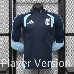 (S-3XL) Player Version 26-27 Argentina Dark Blue LS Tracksuit Top-888