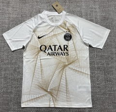 (S-4XL) 26-27 Champions Version PSG White&Gold Thailand Training Soccer Jersey AAA-4506