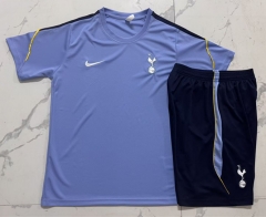 26-27 Tottenham Hotspur Light Blue Short-sleeved Thailand Soccer Tracksuit-815