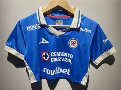 26-27 Cruz Azul Home Blue Women Navel Revealing Style Soccer Jersey-6400