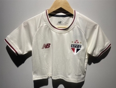 26-27 Sao Paulo Futebol Away White Women Navel Revealing Style Soccer Jersey-6400