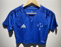 26-27 Cruzeiro EC Home Blue Women Navel Revealing Style Soccer Jersey-6400