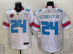 (Logo 1) Houston Texans 5 Generations White #24 NFL Jersey-0840