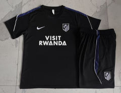 26-27 Atletico Madrid Black Short-sleeved Thailand Soccer Tracksuit-815