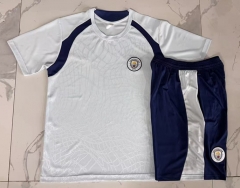 26-27 Manchester City Light Blue Short-sleeved Thailand Soccer Tracksuit Uniform-815