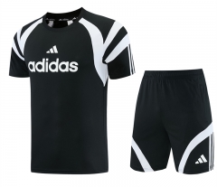 Adidas Black Short-Sleeved Thailand Soccer Tracksuit-LH