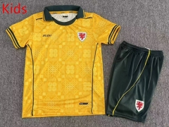 27-28 Wales Away Yellow Kids/Youth Soccer Uniform-7809