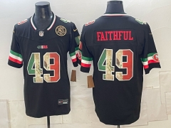 (Logo 4) San Francisco 49ers 3 Generations Black #49 NFL Jersey-0840