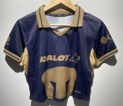 26-27 PA Away Royal Blue Women Navel Revealing Style Soccer Jersey-6400