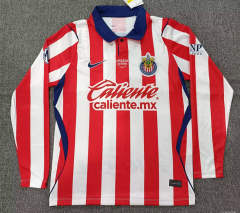 (S-4XL) 26-27 Deportivo Guadalajara Home Red&White LS Thailand Soccer Jersey AAA-5378